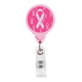 Pink Ribbon Jumbo Retractable Badge Reel (Pre-Decorated)